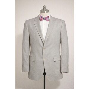 J. Peterman Men's Linen Cotton Blazer Jacket Light Gray 48R Made in USA BD